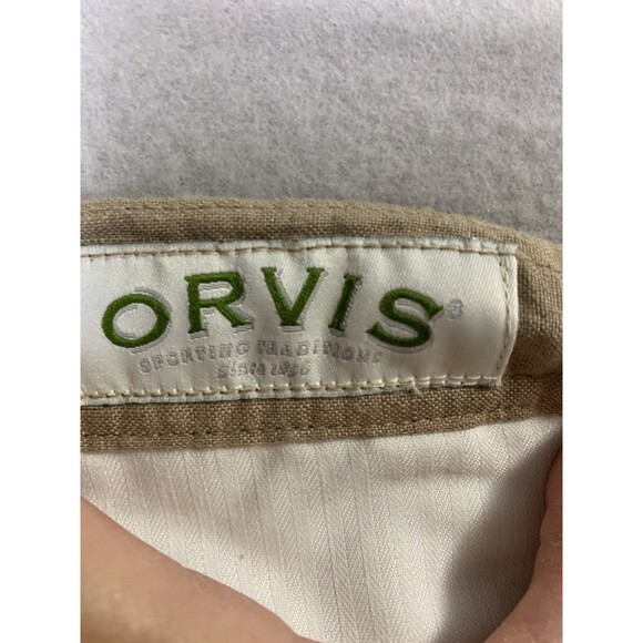 Orvis Pants Mens 34x29 Beige 100% Linen Baggy Straight Leg Lightweight Vacation - Picture 3 of 8